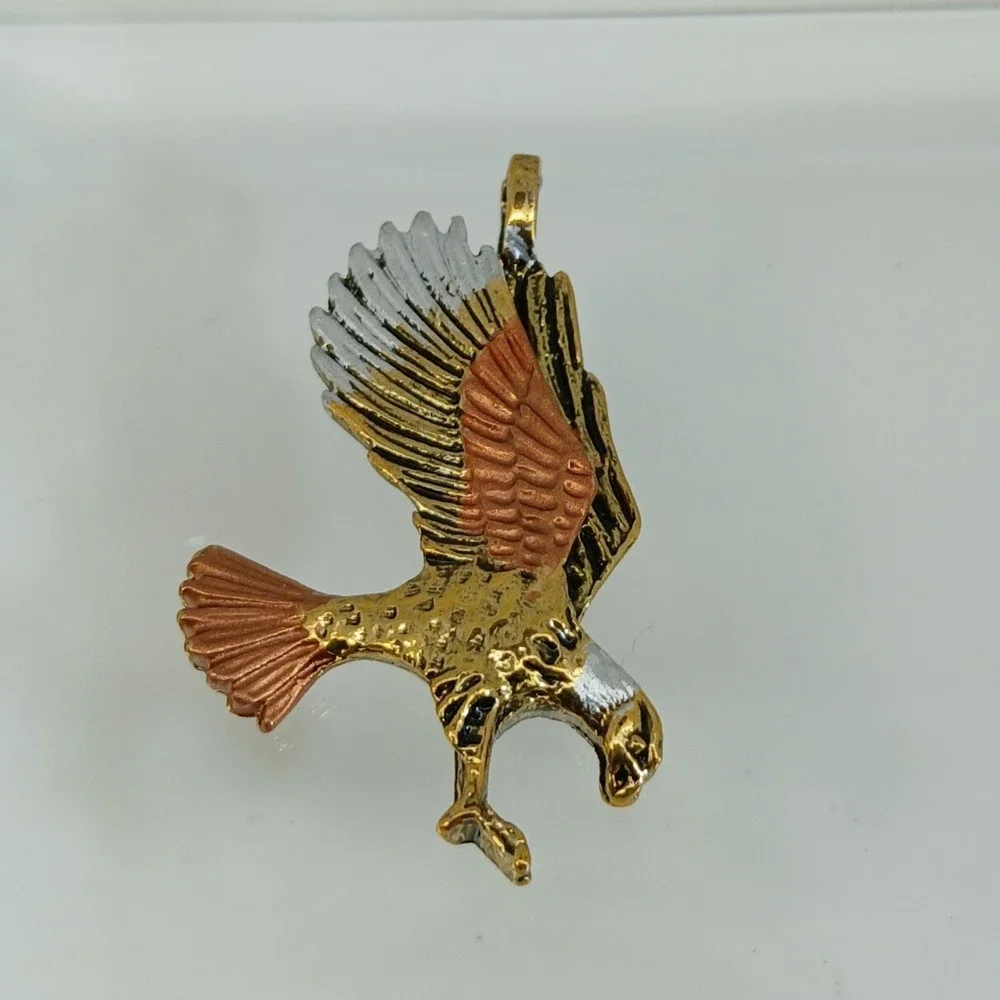 Karatbond Vintage Y2K Eagle Pendant Tricolor Gold Silver Copper Made in USA NOS